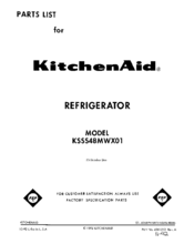 KitchenAid KSSS48MWX01 Parts List