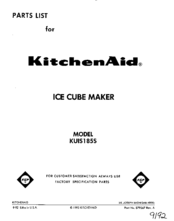 KitchenAid KUIS185S Parts List