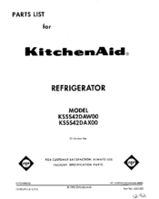 KitchenAid KSSS42DAW00 Parts List