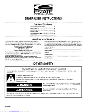 Estate TEDX340RW2 User Instructions