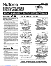 NuTone 758NT Instructions Manual