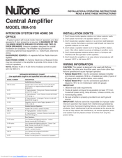 Nutone IMA-516 Installation & Operating Instructions Manual