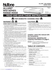 NuTone ALLURE WS2 SERIES Instructions Manual