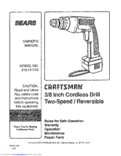 CRAFTSMAN 315.111720 Owner's Manual
