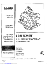CRAFTSMAN 315.108241 Owner's Manual