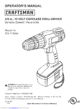 Craftsman 315.113860 Operator's Manual
