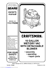 CRAFTSMAN 113.170250 Owner's Manual