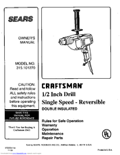 CRAFTSMAN 315.101270 Owner's Manual