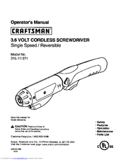 Craftsman 315.111371 Operator's Manual