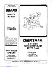 CRAFTSMAN 113.234940 Owner's Manual