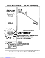CRAFTSMAN WEEDWACKER 358.798441 Operator's Manual