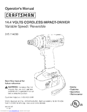 CRAFTSMAN 315.114030 Operator's Manual