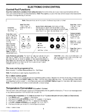 Frigidaire FGS365ESF Control Function Manual