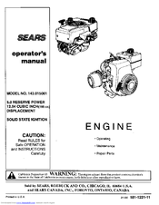 CRAFTSMAN 143.015001 Operator's Manual