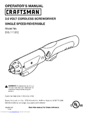 Craftsman 315.111372 Operator's Manual