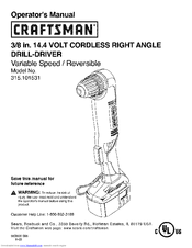 CRAFTSMAN 315.101531 Operator's Manual