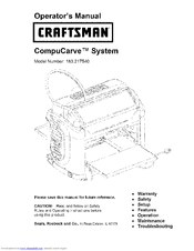 CRAFTSMAN CompuCarve 183.217540 Operator's Manual