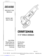 Craftsman 900.277230 Nstruction Instruction Manual