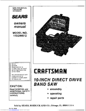 Craftsman 113.244512 Owner's Manual