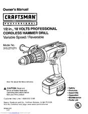 CRAFTSMAN 315.271271 Owner's Manual