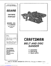 Craftsman 113.226423 Owner's Manual