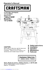 CRAFTSMAN 137.218040 Operator's Manual