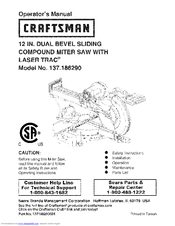 CRAFTSMAN 137.186290 Operator's Manual
