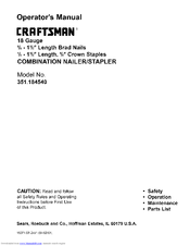 Craftsman 351.184540 Operator's Manual