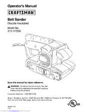 CRAFTSMAN 315.117250 Operator's Manual