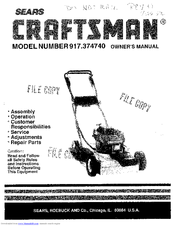 CRAFTSMAN 917.374740 Owner's Manual