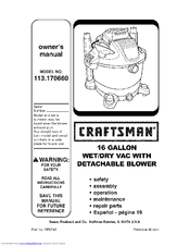 CRAFTSMAN 113.170660 Owner's Manual