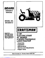 CRAFTSMAN 944.604212 Owner's Manual