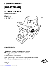 Craftsman 315.173700 Operator's Manual