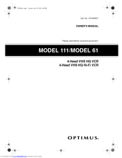 Optimus OPTIMUS 111 Owner's Manual