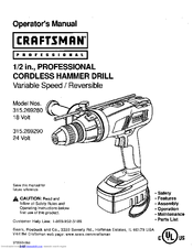 CRAFTSMAN 315.269280 Operator's Manual