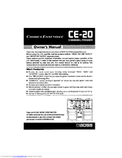 Boss Chorus Ensemble CE-20 Owner's Manual