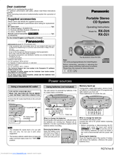 Panasonic RX-D21 Operating Instructions Manual