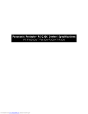 Panasonic PT-F300 Series Specifications