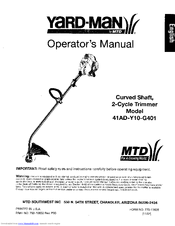 MTD Yard-Man 41AD-Y10-G401 Operator's Manual
