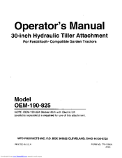 MTD OEM-190-825 Operator's Manual