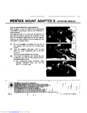 Pentax Mount Adapter K Operating Manual