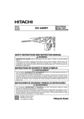 Hitachi DH40MRY - 1-9/16 Inch EVS SDS-Max Rotary Demolition Hammer Instruction Manual