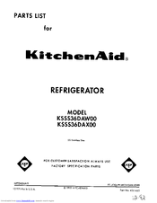 KitchenAid KSSS36DAX00 Parts List
