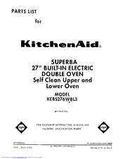KitchenAid KEBS276WBL3 Parts List