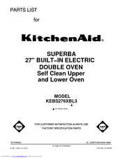 KitchenAid KEBS276XBL3 Parts List