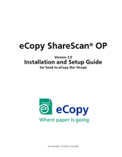 Sharp e-Copy ShareScan OP 3.0 Installation & Setup Instructions Manual