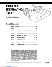 Vision PHOENIX TABLE Operating Manual