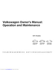 Volkswagen TYPE 1 1973 SEDAN 111 Owner's Manual