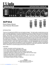 Whirlwind MPM4 Operation Manual