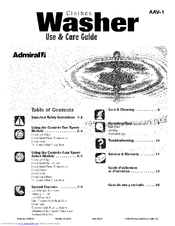 ADMIRAL AAV-1 Use & Care Manual